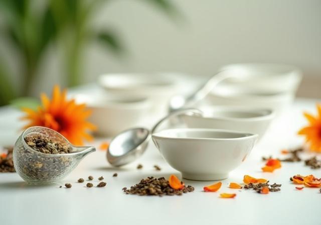 A professional tea cupping session in a modern studio environment